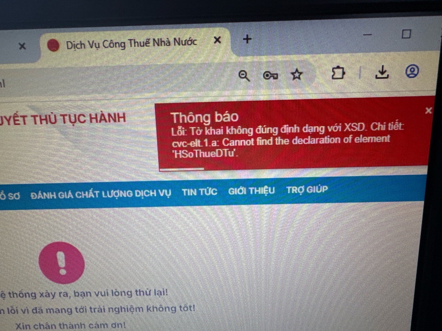 Sửa lỗi nộp Tờ Khai Thuế XML trên dichvucong.gdt.gov.vn